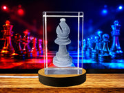 Bishop Chess Piece 3D Engraved Crystal — Made in Canada
