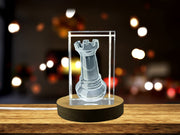 Crystal Chess Rook With 3D Engraving | Recognition Gift for Chess Enthusiasts