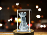 Crystal Chess Rook With 3D Engraving | Recognition Gift for Chess Enthusiasts - Custom Award From A&B Crystal Collection