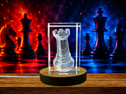 Crystal Chess Rook With 3D Engraving | Recognition Gift for Chess Enthusiasts