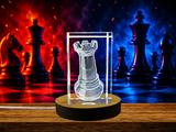 Crystal Chess Rook With 3D Engraving | Recognition Gift for Chess Enthusiasts