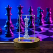 3D Engraved Crystal King Chess Piece Trophy - Artistry for Chess Masters