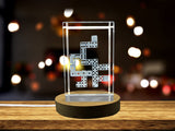 3D Engraved Crystal Dominoes Game With FREE LED Base Light - Exquisite Gift Set Recognition - Custom Award From A&B Crystal Collection
