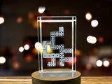 3D Engraved Crystal Dominoes Game With FREE LED Base Light - Exquisite Gift Set Recognition - Custom Award From A&B Crystal Collection