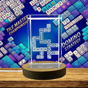 3D Engraved Crystal Dominoes Game With FREE LED Base Light - Exquisite Gift Set Recognition
