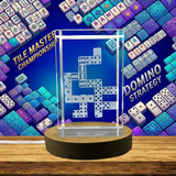 3D Engraved Crystal Dominoes Game With FREE LED Base Light - Exquisite Gift Set Recognition