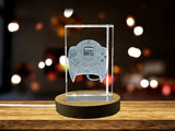Recognition: 3D Engraved Crystal Game Controller 1998 with LED Base Light - A Gaming Tribute - Custom Award From A&B Crystal Collection