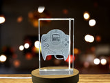 Recognition: 3D Engraved Crystal Game Controller 1998 with LED Base Light - A Gaming Tribute - Custom Award From A&B Crystal Collection