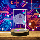 3D Engraved Crystal Game Controller 1998 with LED Base Light - A Gaming Tribute - Custom Award From A&B Crystal Collection