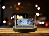 Retro Gaming Glory: 3D Engraved Crystal 1990 Game Controller A&B Crystal Collection