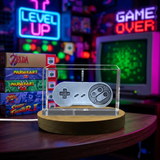 1990s Retro Gaming Recognition Crystal Trophy Award - 3D Engraved Game Controller with LED Base