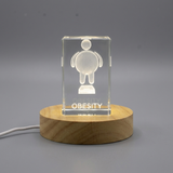 3D Engraved Crystal Gift - Unique Medical Professional Gift - OBESITY