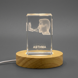 3D Engraved Crystal – Asthma Awareness Respiratory Health Reminder (LED Base Included)