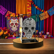 Crâne mexicain 3D gravé cristal décor