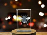 Bombus Lapidarius Bumblebee Recognition 3D Crystal Trophy Award with LED Base - Nature Gift - Custom Award From A&B Crystal Collection