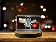 Recognition Wool Carder Bee Crystal Award Trophy with LED Base Light | Unique Canadian Gift