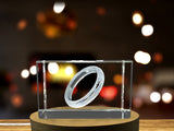 Recognition Stylish 3D Engraved Crystal Band Ring Keepsake Gift with Free LED Base Light - Custom Award From A&B Crystal Collection