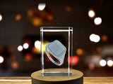 Recognition Classic Emblem 3D Engraved Crystal Signet Ring with LED Base Light - Custom Award From A&B Crystal Collection