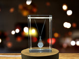 Recognition: Graceful Charm 3D Engraved Crystal Lavalier Necklace with LED Base Light - Custom Award From A&B Crystal Collection