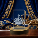 Bourbon Crown 3D Engraved Crystal Trophy Sculpture - Elegant Decorative Gift
