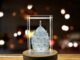 Elegant 3D Engraved Papal Tiara Crown Crystal Sculpture with LED Base Light for Recognition - Custom Award From A&B Crystal Collection