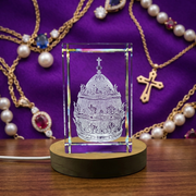 3D Papal Tiara Crown Crystal Sculpture with LED Base Light for Recognition