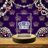 Elegant Imperial Crown Crystal Trophy Award - 3D Engraved Recognition Gift with LED Base - Custom Award From A&B Crystal Collection