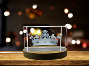 Recognition Elegant Marquis Crown Crystal Decor - Unique 3D Engraved Heirloom Gift with LED Base