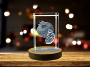 Pomegranate 3D Engraved Crystal Recognition Decor Gift with Free LED Base Light