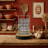 Hawaiian Bread 3D Engraved Crystal Trophy Award with LED Base Light - Recognition Gift