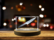 Utility Kitchen Knife Immortalized in 3D Engraved Crystal