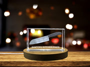 Culinary Versatility - Santoku Kitchen Knife Immortalized in 3D Engraved Crystal