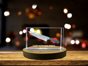 Chef's Kitchen Knife Immortalized in 3D Engraved Crystal