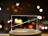 Sharpener Rod Knife Immortalized in 3D Engraved Crystal A&B Crystal Collection