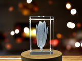 Recognition Elegant 3D Engraved Crystal Corn Gift with LED Base, Made in Canada - Custom Award From A&B Crystal Collection