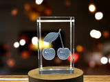 Recognition Cheery 3D Engraved Crystal Sculpture Gift with Free LED Base Light - Custom Award From A&B Crystal Collection