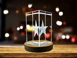 Recognition Barn Star Crystal Charm Gift - 3D Engraved Luck & Prosperity with LED Base - Custom Award From A&B Crystal Collection