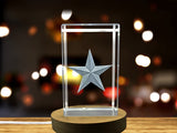 Recognition Barn Star Crystal Charm Gift - 3D Engraved Luck & Prosperity with LED Base - Custom Award From A&B Crystal Collection