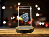 Acorn Lucky Crystal Charm With Recognition | Nature Inspired 3D Engraved Keepsake Gift