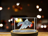 Gold Fish Lucky Crystal Charm Recognition | 3D Engraved Vibrant Design with Free LED Base - Custom Award From A&B Crystal Collection