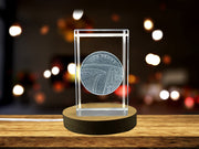 Lucky Penny 3D Engraved Crystal Sculpture Gift with Free LED Base Light - Recognition Piece
