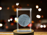 Lucky Penny 3D Engraved Crystal Sculpture Gift with Free LED Base Light - Recognition Piece - Custom Award From A&B Crystal Collection