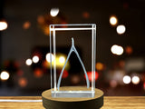 Recognition 3D Engraved Crystal Wishbone Lucky Charm Gift with LED Base Light and Keepsake Box - Custom Award From A&B Crystal Collection
