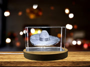 Sombrero Hat 3D Engraved Crystal - Capture the Spirit of the Mexican Fiesta