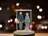 Recognition 3D Engraved Crystal Award Trophy with Traditional Chinese Hanfu Art - LED Base Included - Custom Award From A&B Crystal Collection