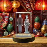 Chinese Hanfu Art 3D Crystal Trophy Award - LED Base Included
