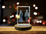 Recognition Exquisite Engraved Crystal Trophy Award - Spanish Flamenco Dress Décor with LED Base