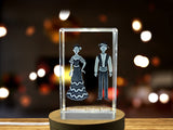 Recognition Exquisite Engraved Crystal Trophy Award - Spanish Flamenco Dress Décor with LED Base - Custom Award From A&B Crystal Collection