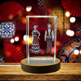 Spanish Flamenco Dress Décor with LED Base - Recognition Exquisite Engraved Crystal Trophy Award