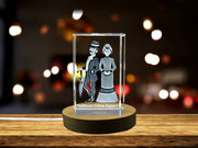 Recognition Traditional English Suit Trophy Award - 3D Engraved Crystal Gift with LED Base